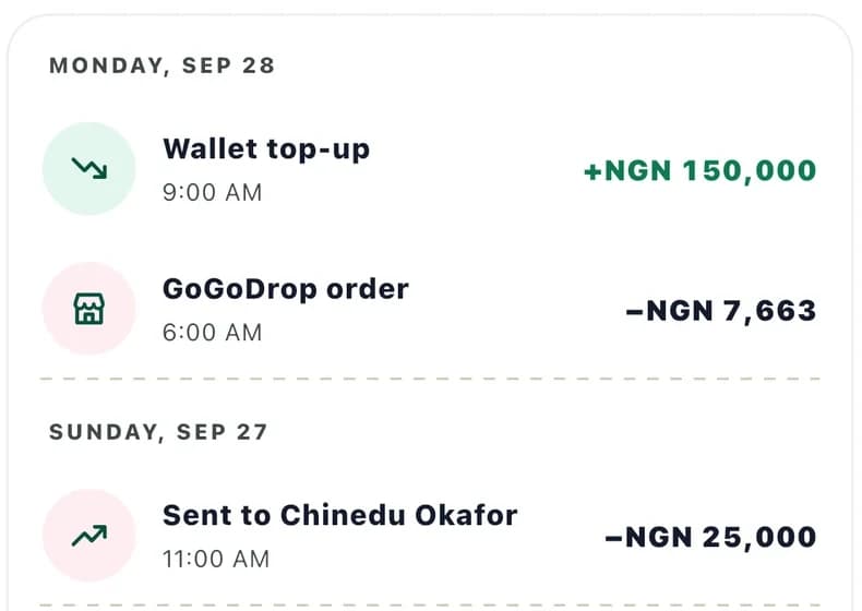 GoGo wallet activity